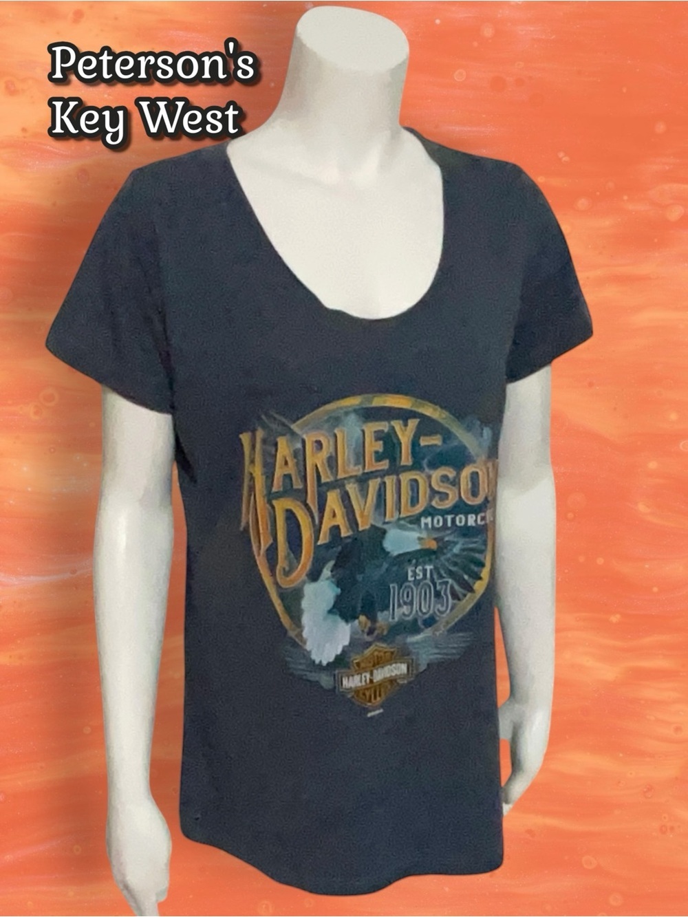 Harley-Davidson Peterson's Key West Women's Eagle Print Short-Sleeve Size XL
